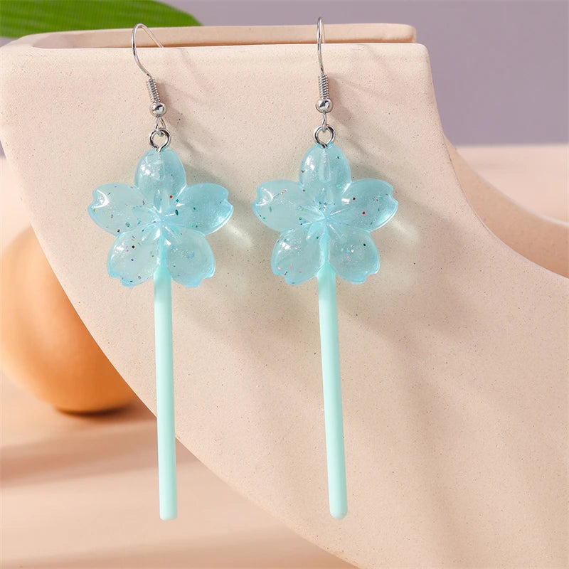 Sweet Candy Color Lollipop Drop Earrings for Women Funny Simulation Food Flower Dinosaur Dangle Hook Earrings Girls Jewelry Gift