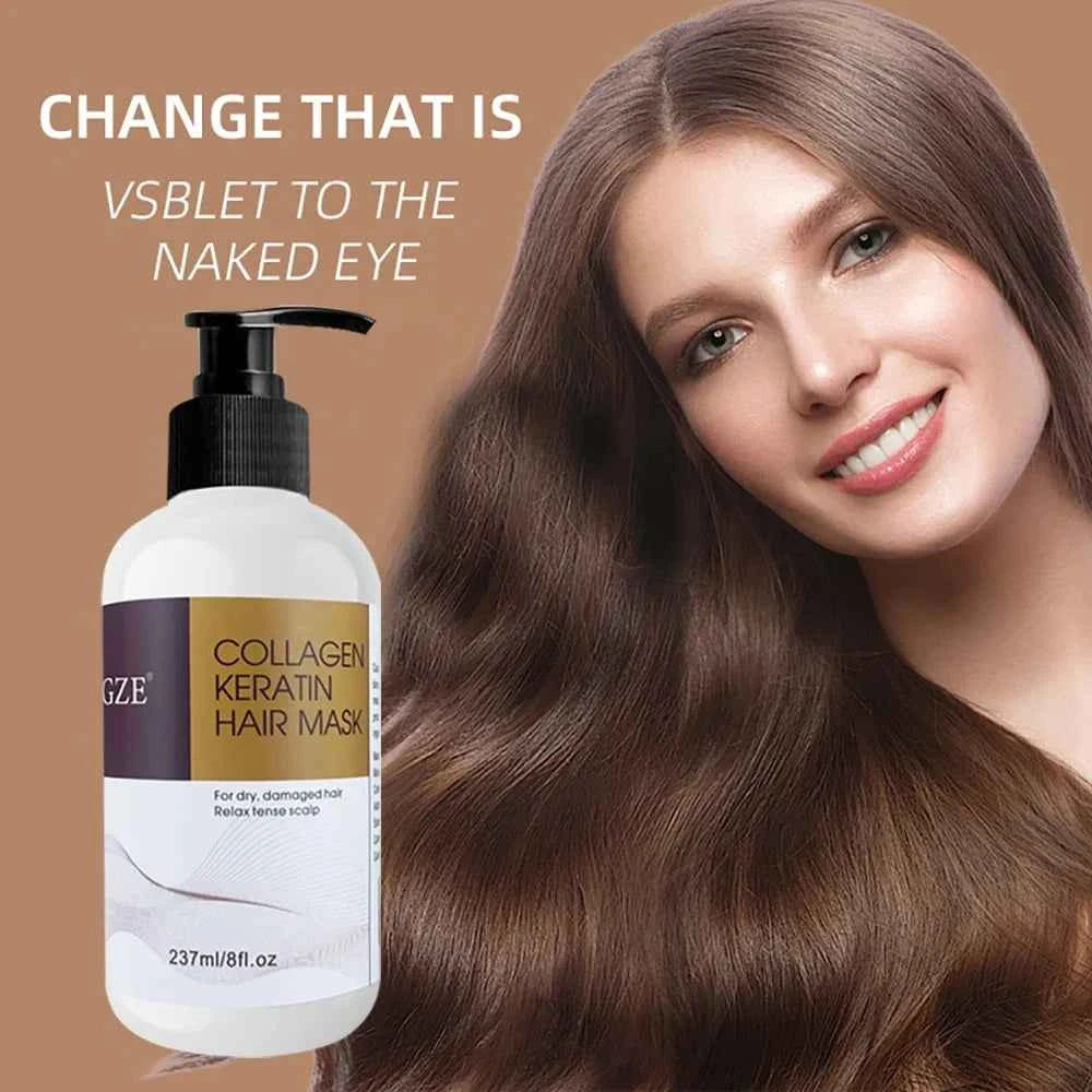 2 Pack GZE Collagen Keratin Hair Mask Deep Conditioning for Dry, Damaged Hair Restores Elasticity- for Healthy, Beautiful Hair