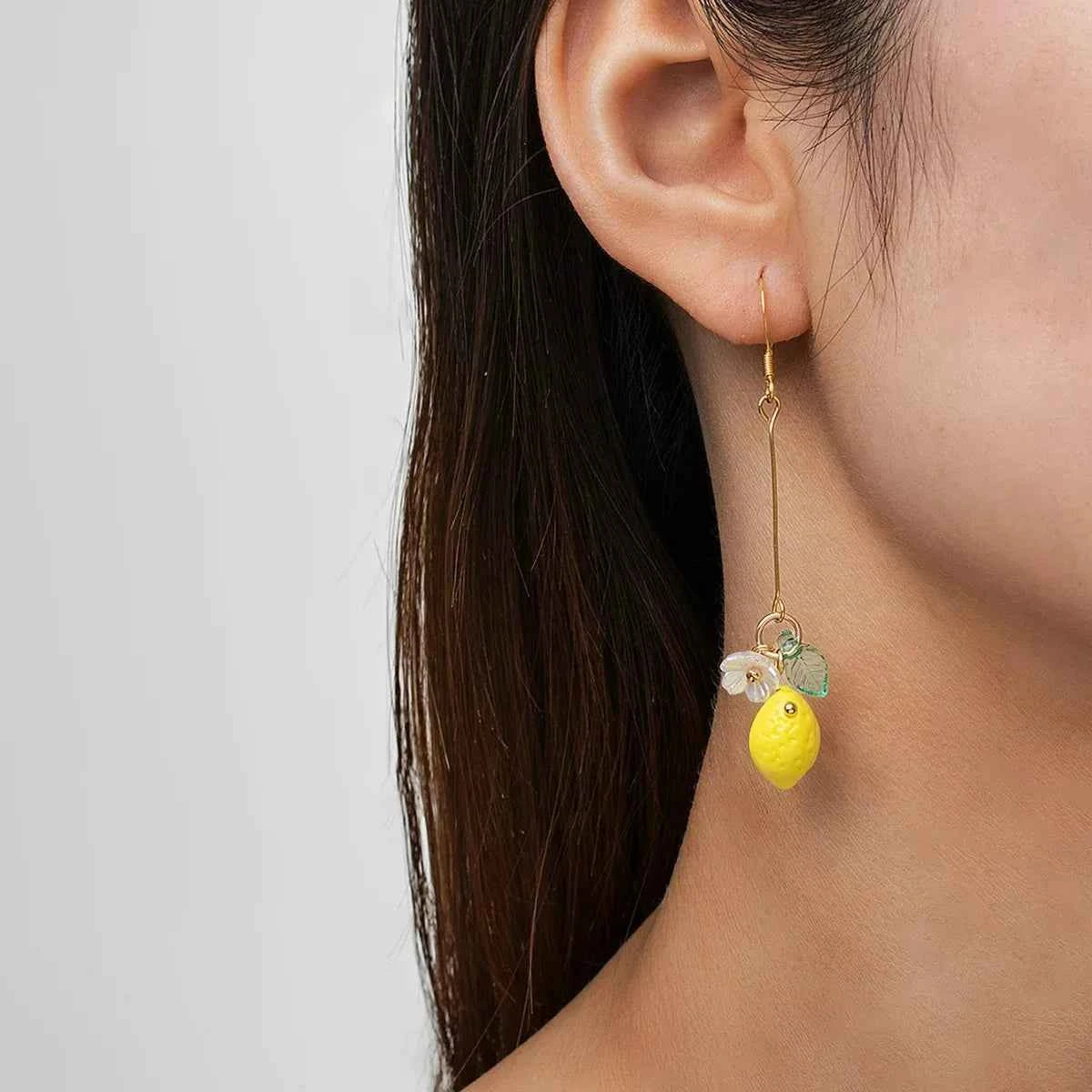 New Fashion Fruit Transparent Pearl Colored Lemon Earrings  Y2k for Girls Women Children Party Birthday Gift Lovely Jewelry
