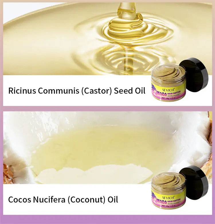 Maca Hair Growth Oil Set For Peru Maca Powder Hair Growth Butter Maca Root Hair Oil Castor Oil Anti-Hair Loss Sevich Hair Care