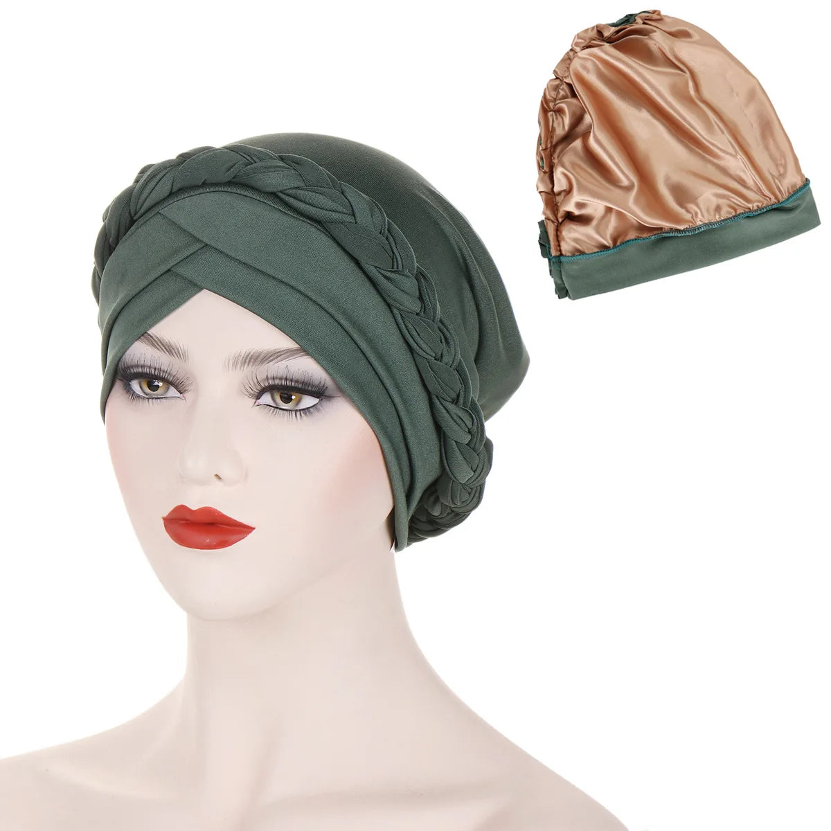 Crossed Forehead Satin Lined Muslim Turban For Women Islamic Inner Hijab Cap UnderScarf Arab wrap Head Scarves turbante mujer - NamafadStore