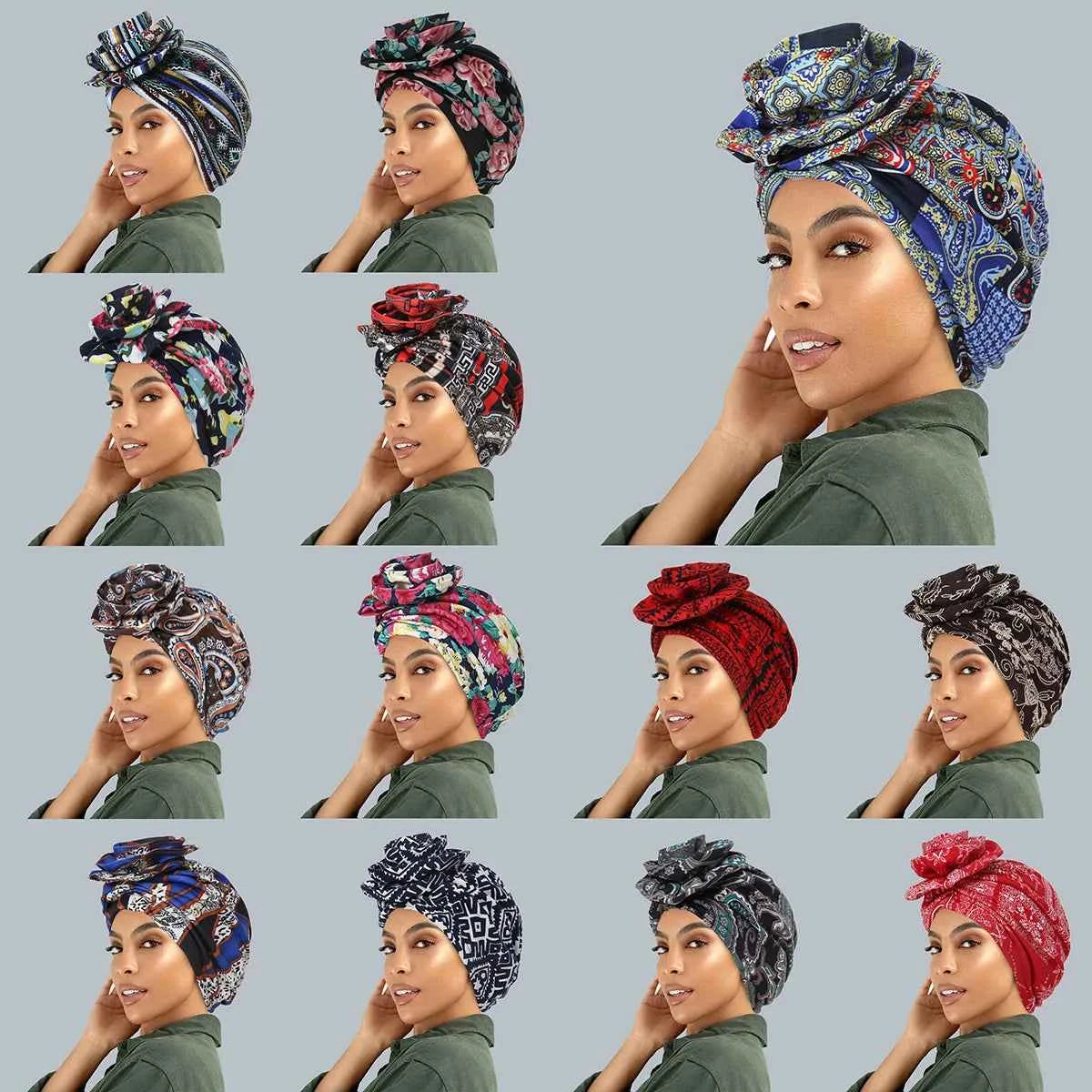 Ramadan Fashion Print Turban Hijab Hats African Head Wraps Elastic Muslim Hats Breathable Chemo Cap For Women Girls - NamafadStore