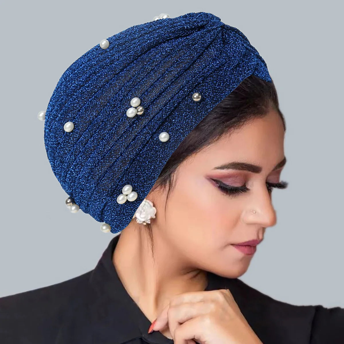 New African Print Turban Beanie for Women - Flower Beanie, Muslim Hijab, Head Wrap, and Hair Loss Bandana