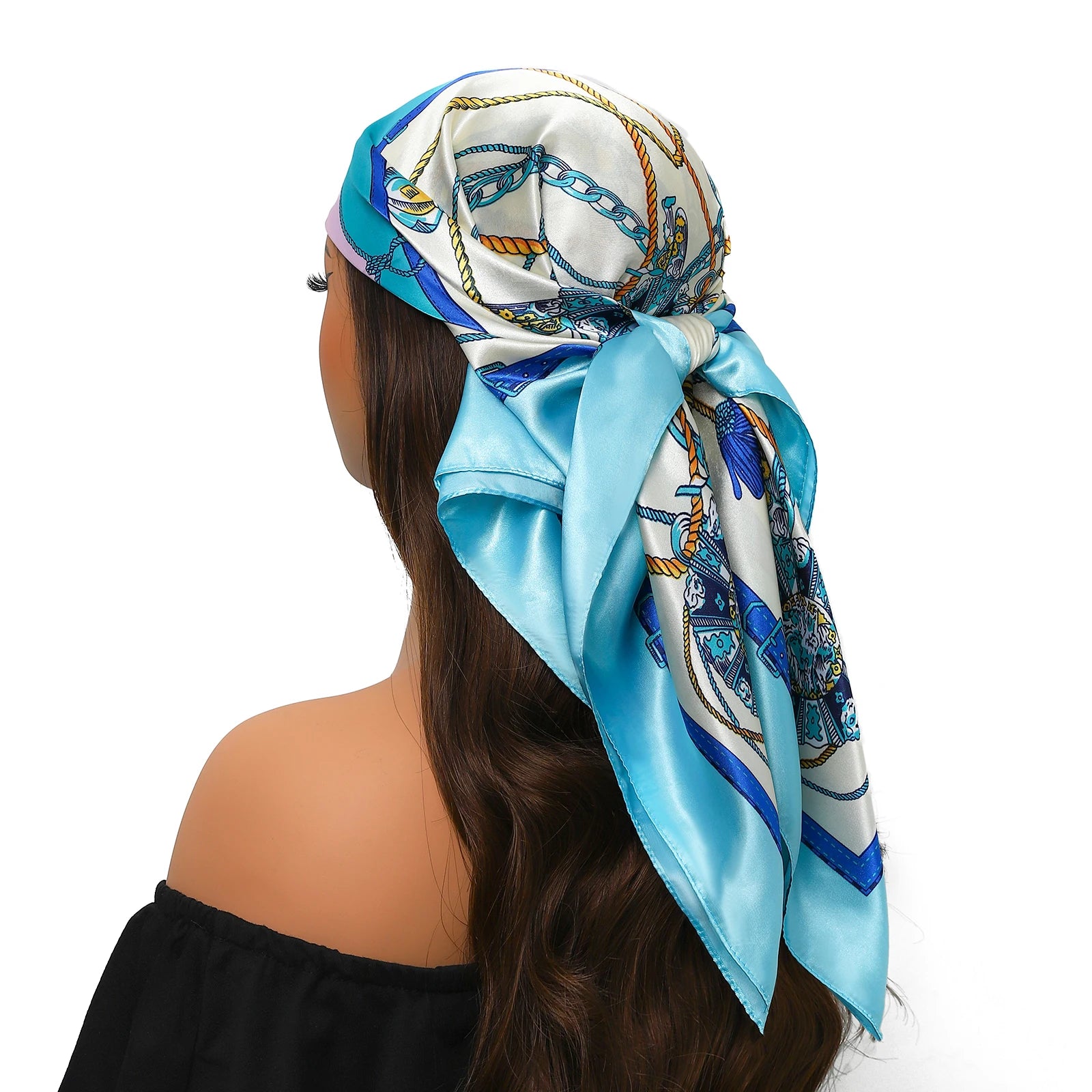 Popular Shawls Europe And America Fashion Bandannas New Print Sunscreen 90X90CM Kerchief Four Seasons Luxury Square Silk Scarves - NamafadStore