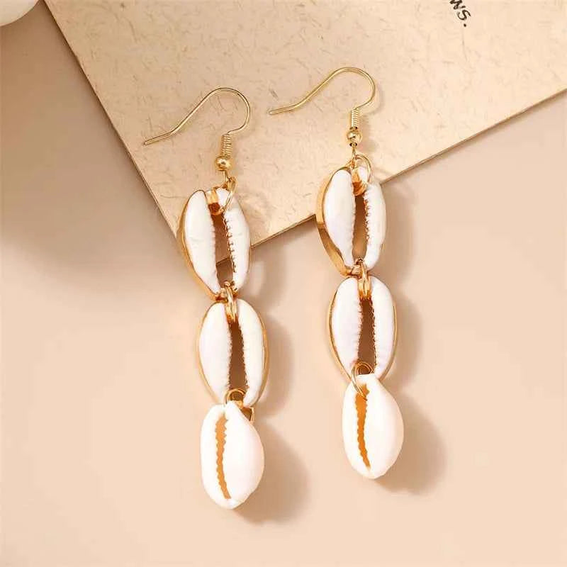 Cute Conch Starfish Shell Drop Earrings for Women Marine Organism Dangle Earrings Girls Students Party Holiday Jewelry Gifts