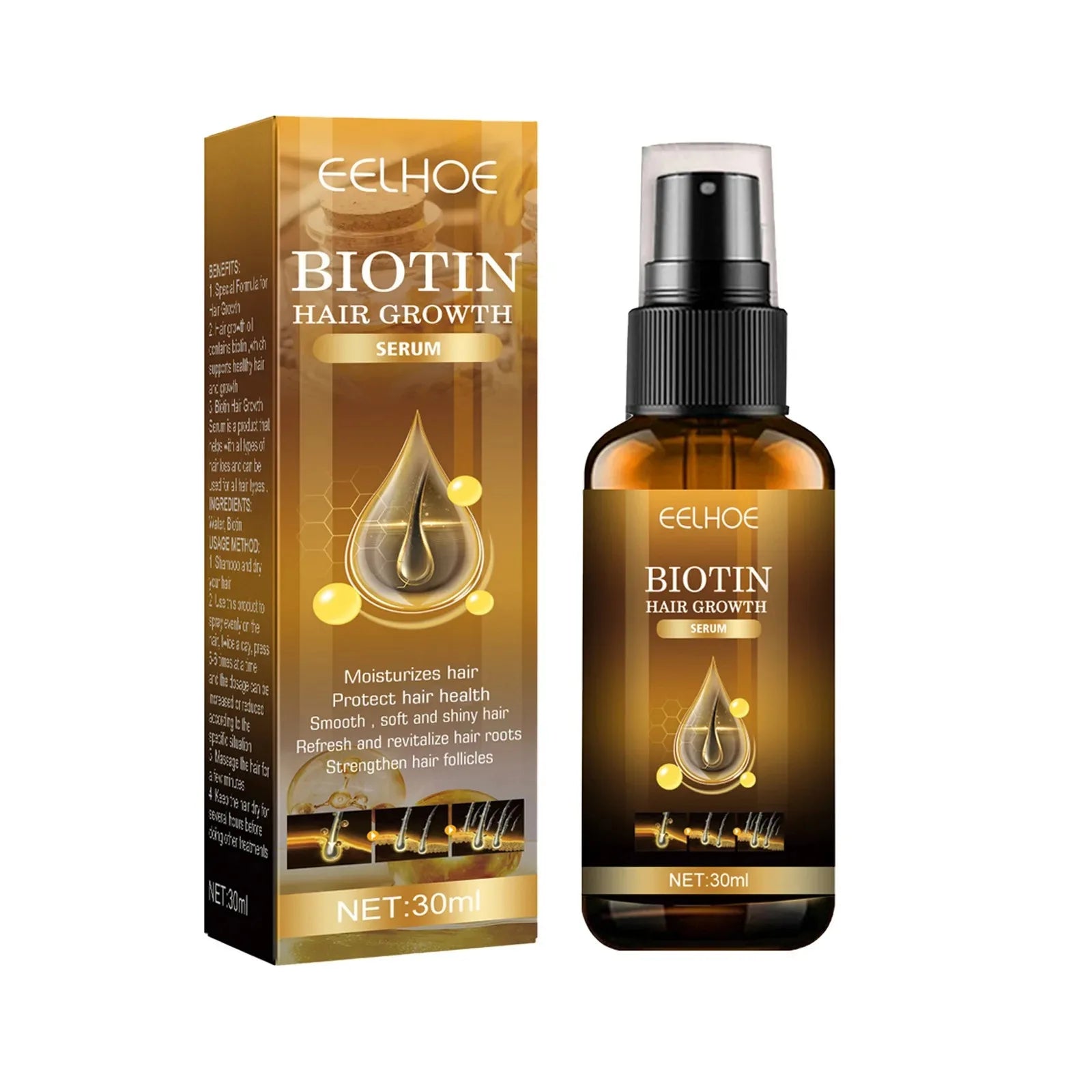 Biotin Fast Hair Growth Products Anti Hair Loss Serum Spray Prevent Baldness Treatment Scalp Beard Beauty Hair Care Product - NamafadStore