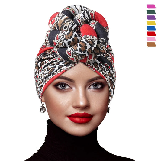 New African Turban for Women Large Flower Stretch Turban Headwrap Beanie Hat Ladies Turbante Mujer Bandanas Chemo Cap Head Cover - NamafadStore
