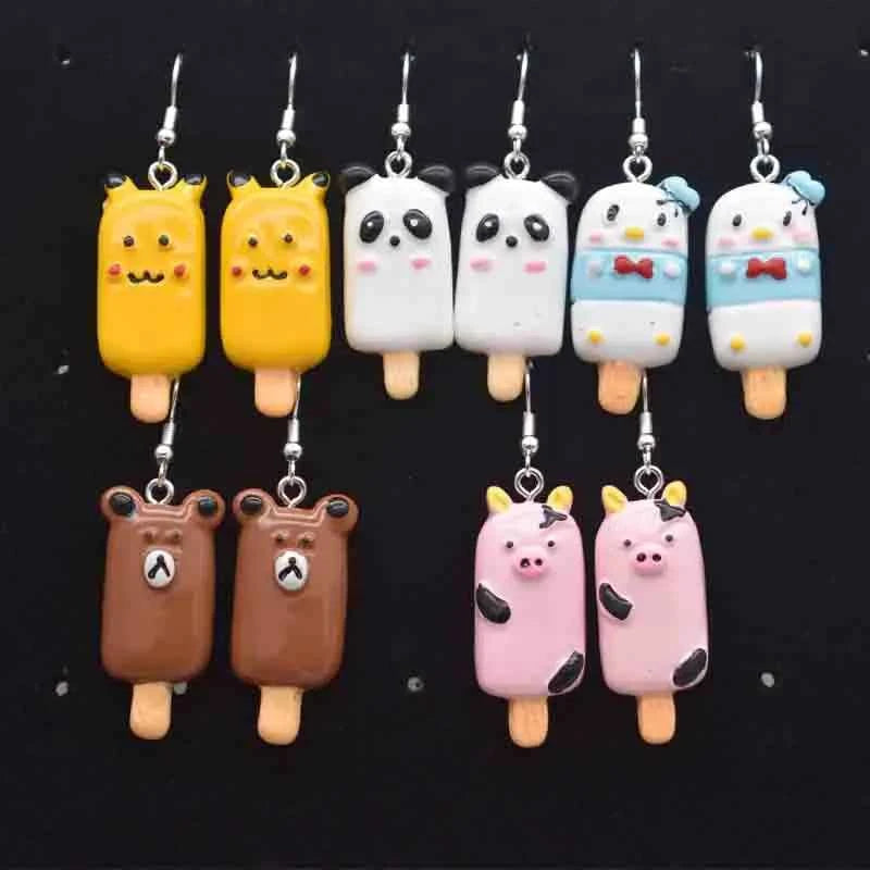 Earring For Women Resin Handmade Cute Animals Ice Cream Drinks Candy Fruits Pissa Drop Earrings Funny Gift