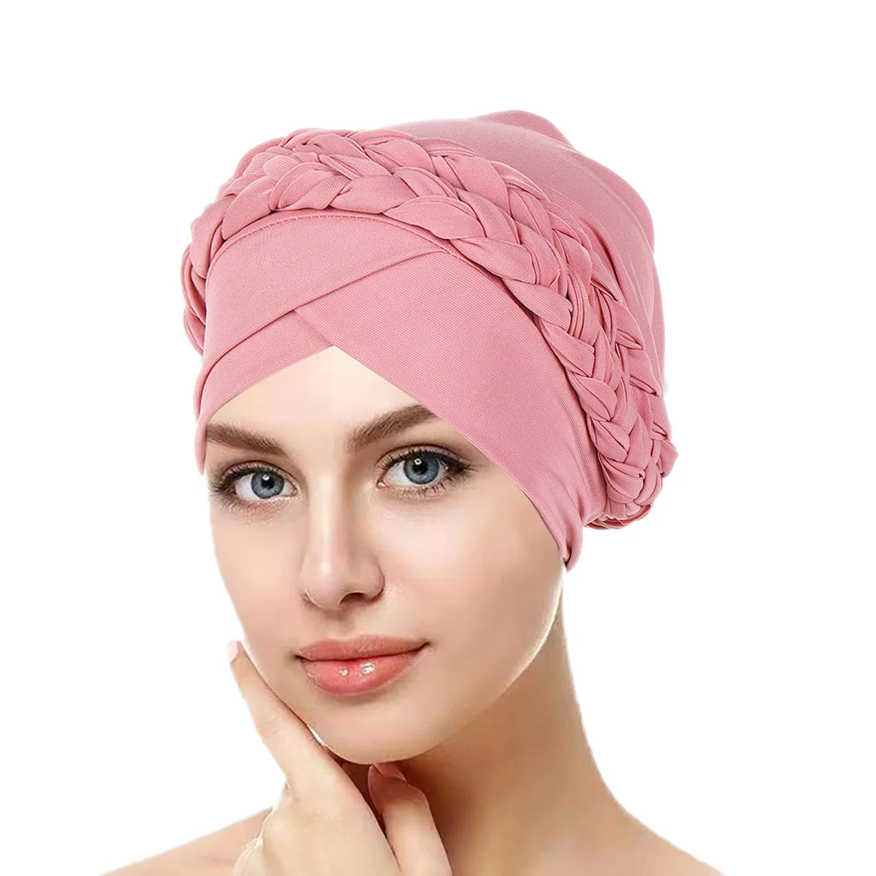 Bohemian Style Handmade Braid Turban Cross Bandana Slouchy Hat For Women Muslim Hijab Islamic Head Wrap Hair Loss Chemo Cap - NamafadStore