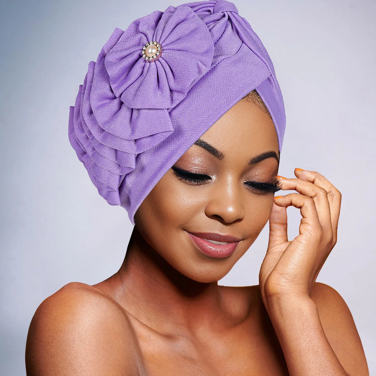 African Fashion Headband Hat Breathable Lightweight Flower Decoration Handmade Muslim Headband Hat - NamafadStore