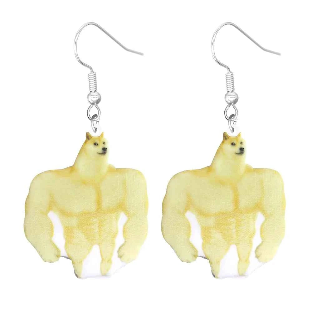 Animal earrings made of acrylic, cute and funny, cat, hamster, dog, cow