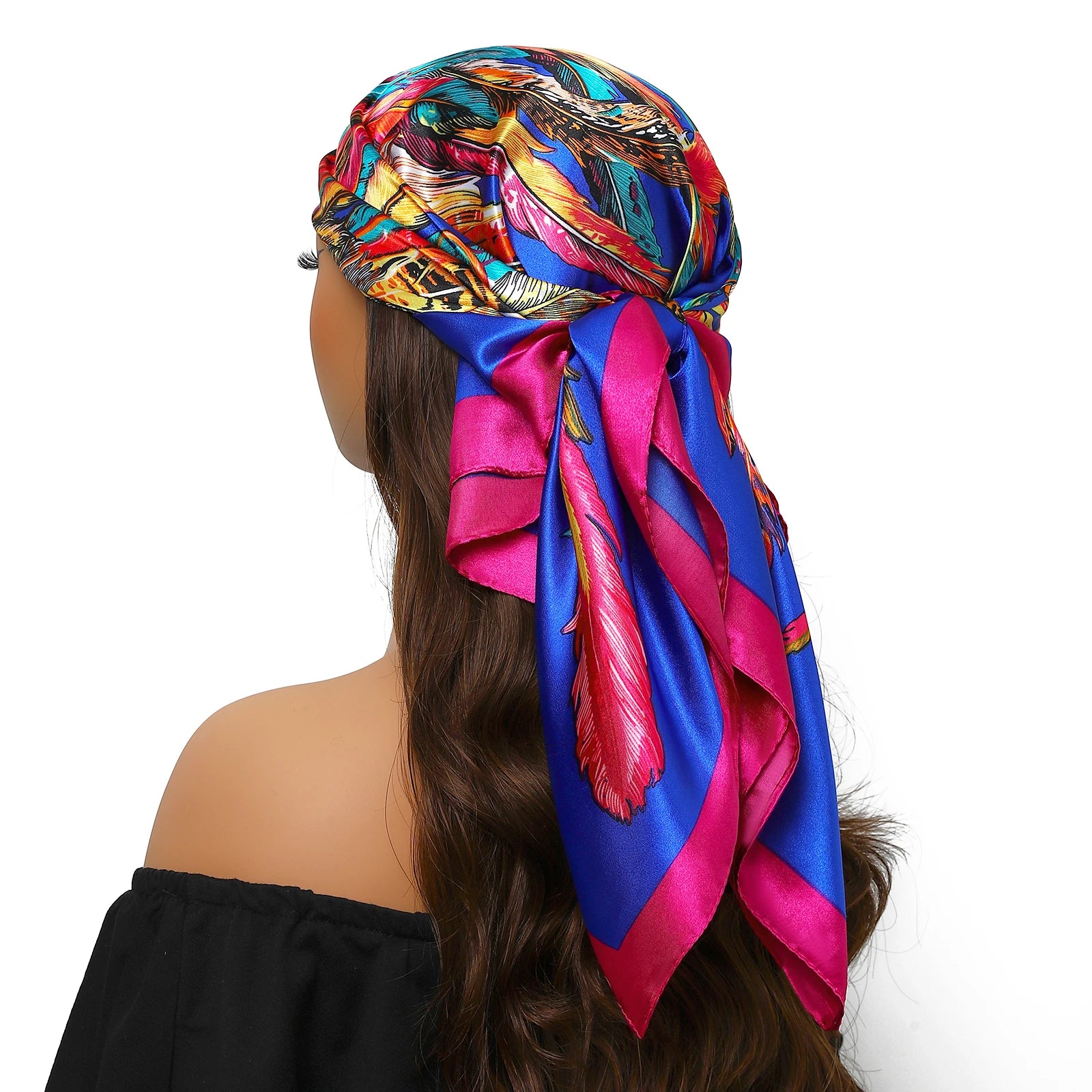 Popular Shawls Europe And America Fashion Bandannas New Print Sunscreen 90X90CM Kerchief Four Seasons Luxury Square Silk Scarves - NamafadStore