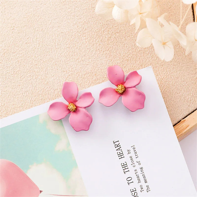 Korean New Double-layers Flower Drop Earrings for Ladies Exaggerated Women Floral Earrings Fashion Jewelry aretes de mujer