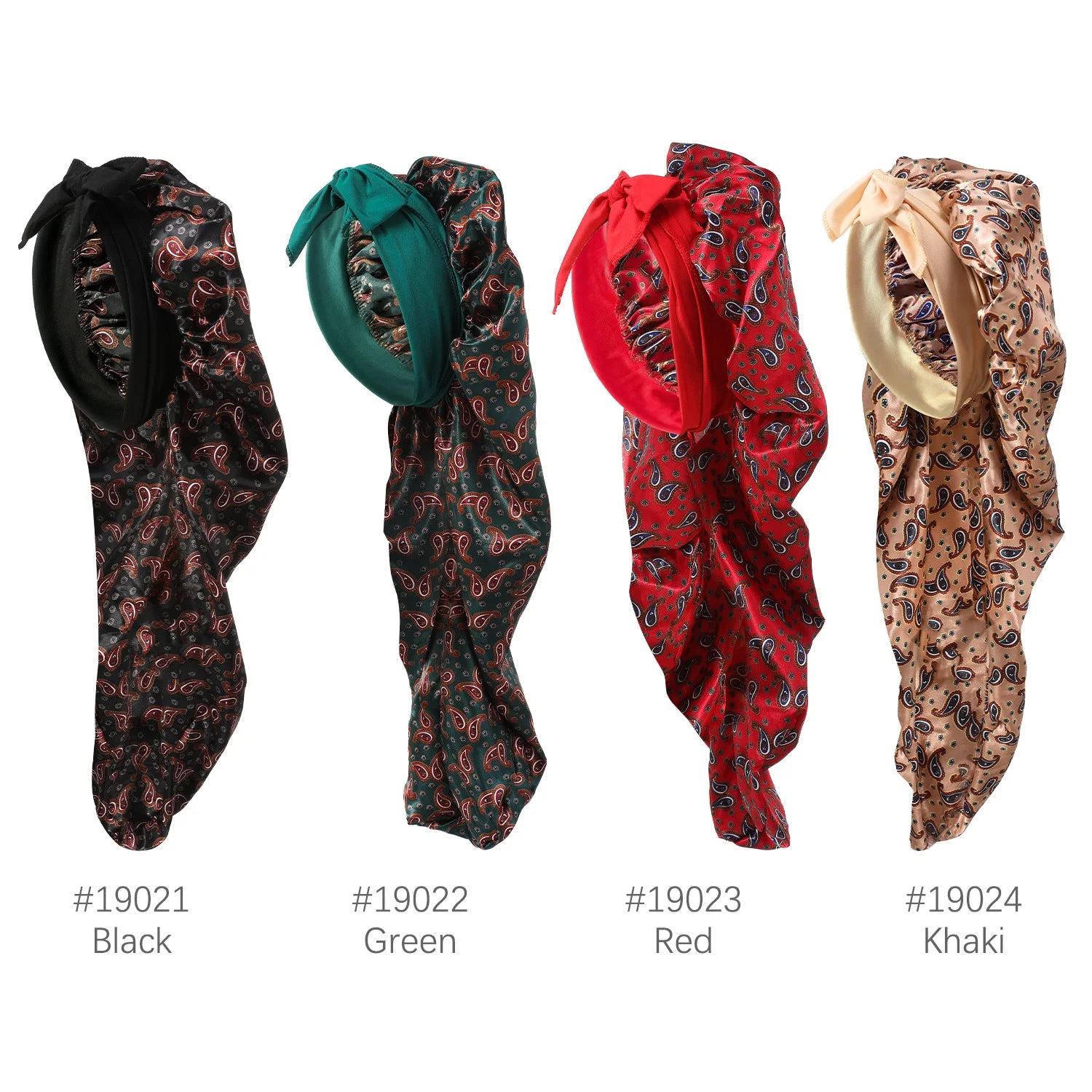 Paisley Print Long Strap Bonnet - Polyester Satin Hair Care Cap with Adjustable Straps for Hair Protection and Care - NamafadStore