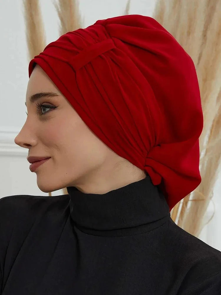 Muslim Solid Instant Turban Hat Hijab Women Caps Islamic Bandana Bonnet Fashion - NamafadStore