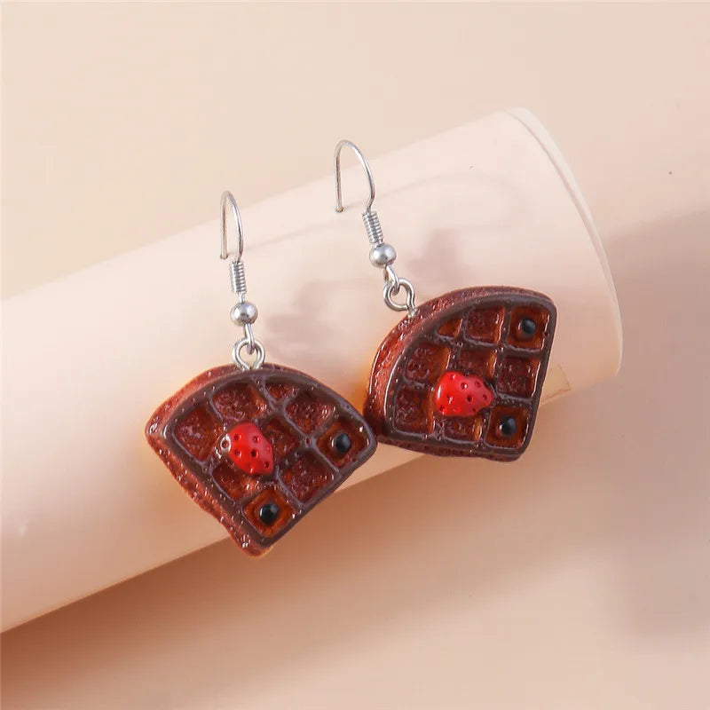 Aihua New In Women Earring Resin Funny Food Earrings French Fries Cookies Ice Cream Bread Hot Dog Pizza Chocolate Girl Kids Gift