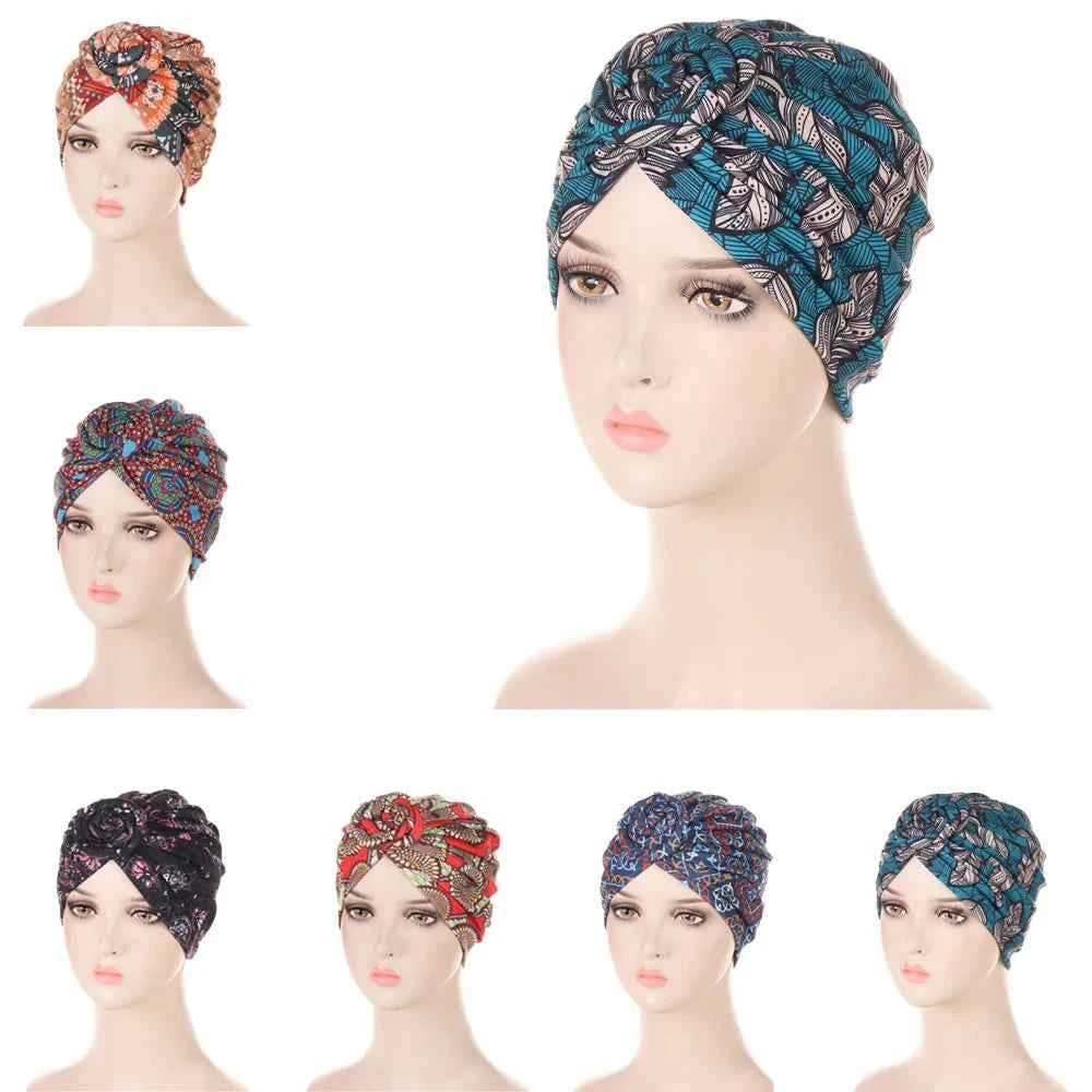 New Muslim Turban Hat African Twist Knot Flower India Hat Head Cover Bonnet Headscarf Ladies Chemo Cap Bandanas Hair Accessories - NamafadStore
