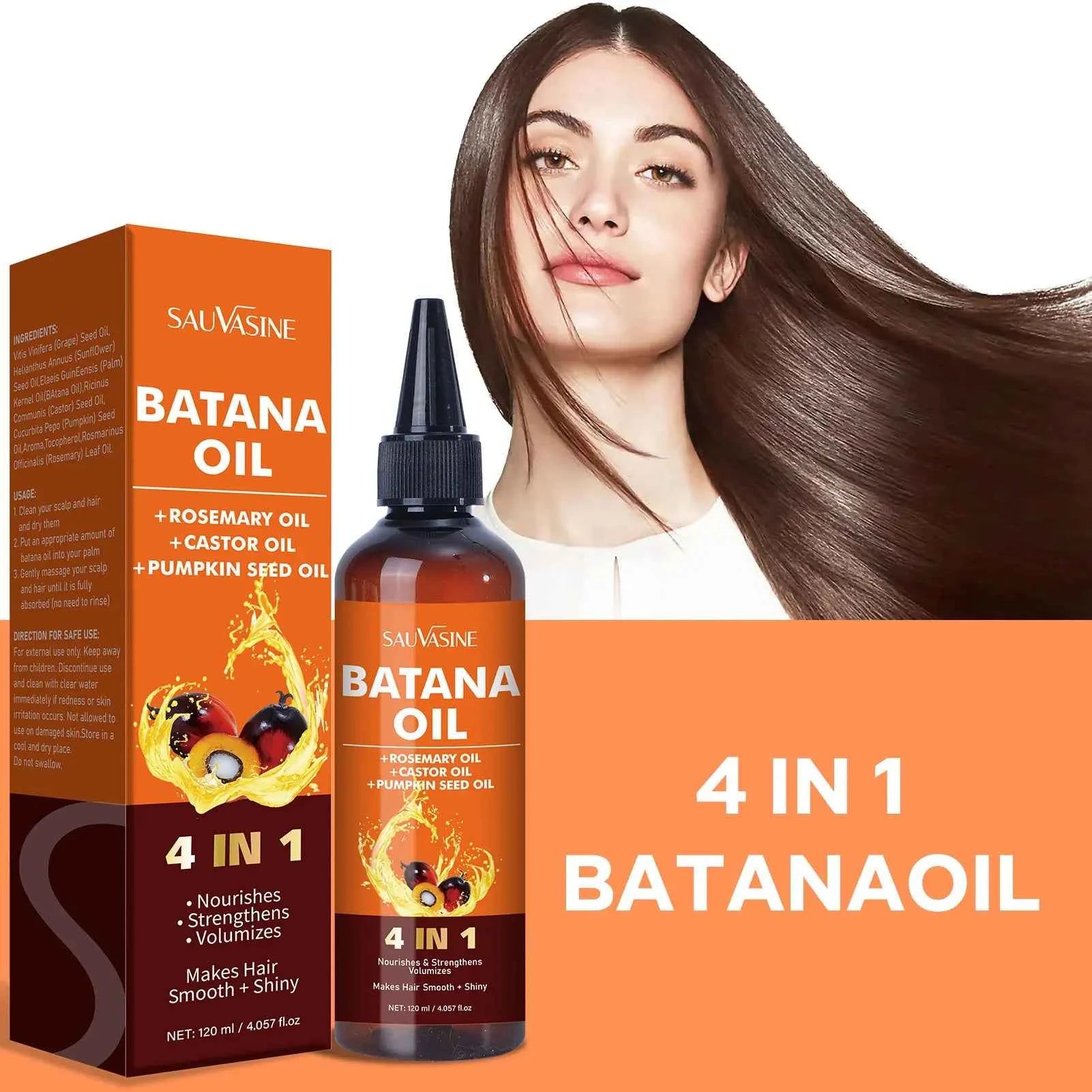 4 IN 1 Batana Oil 120ml Strengthening and Volumzing Hair Repairs Damaged Hair Promotes Hair Shiny Batana  Care Oil - NamafadStore
