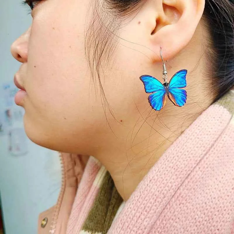 Party Unusual Acrylic Colors Butterfly Moth Hanging Pendants Earrings For Women Girls Cute Gradient Colorful Insect Jewelry Gift