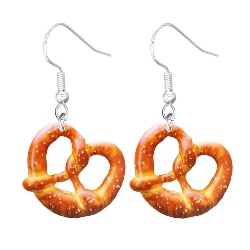 Food Earring 2D Handmade Cute Interesting Taco Corn Crunchy Burger Biscuits French Fries Ice Cream Cheese Cute