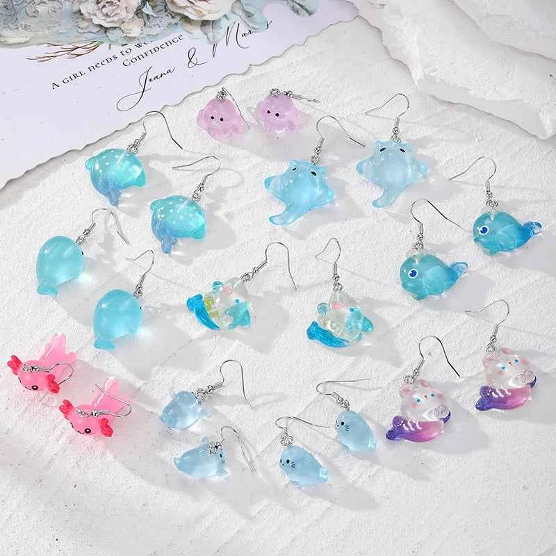 Resin Marine Animal Octopus Whale Drop Earrings For Women Gift New Cute Creative Funny Shark Sea Lion Pendant Eardrop Jewelry