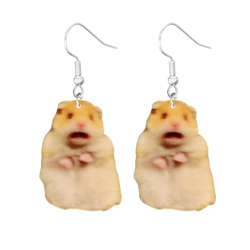 Cute Cat Design Dangle Earrings Acrylic Jewelry Adorable Gift For Women Girls Daily Casual Frog Bee Pig Hamster