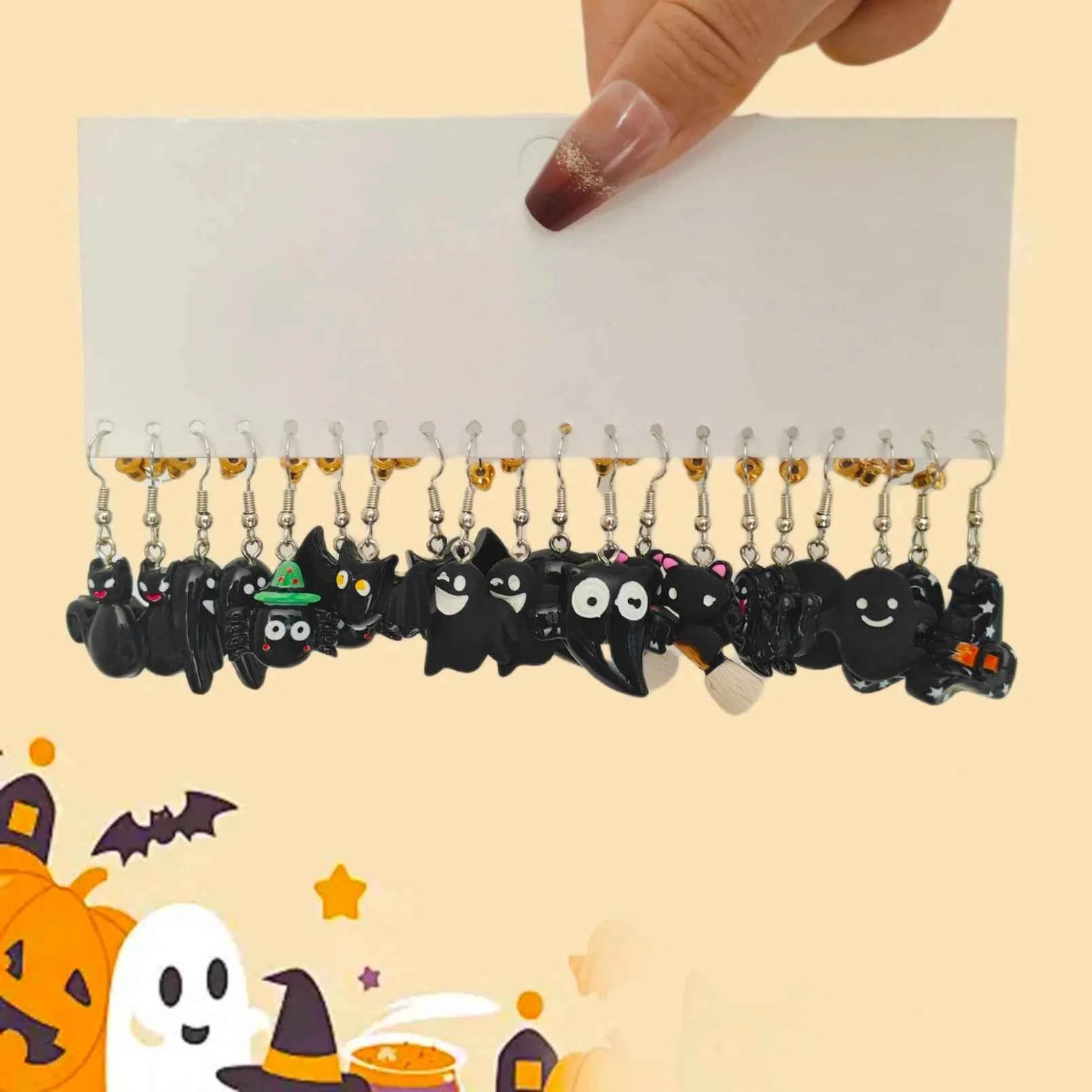 Halloween Resin Earrings Fun Creative Simulation Pumpkin Ghost Demon Clown Earrings Set