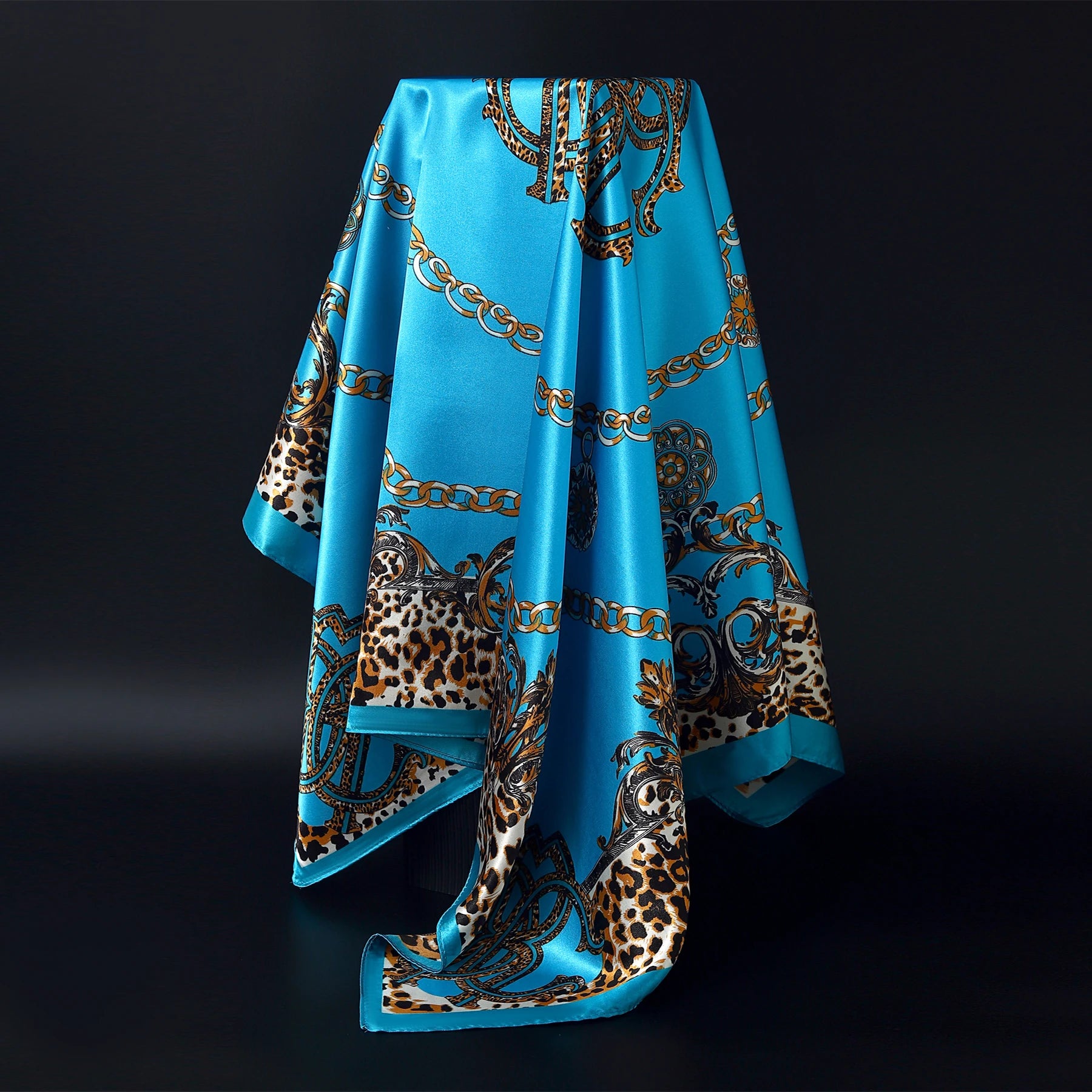 1 piece 35.4 inches Women Shawls Fashion print Summer Kerchief Luxury Brand 90X90CM Bandanna New Foulard Satin Square Headcloth - NamafadStore