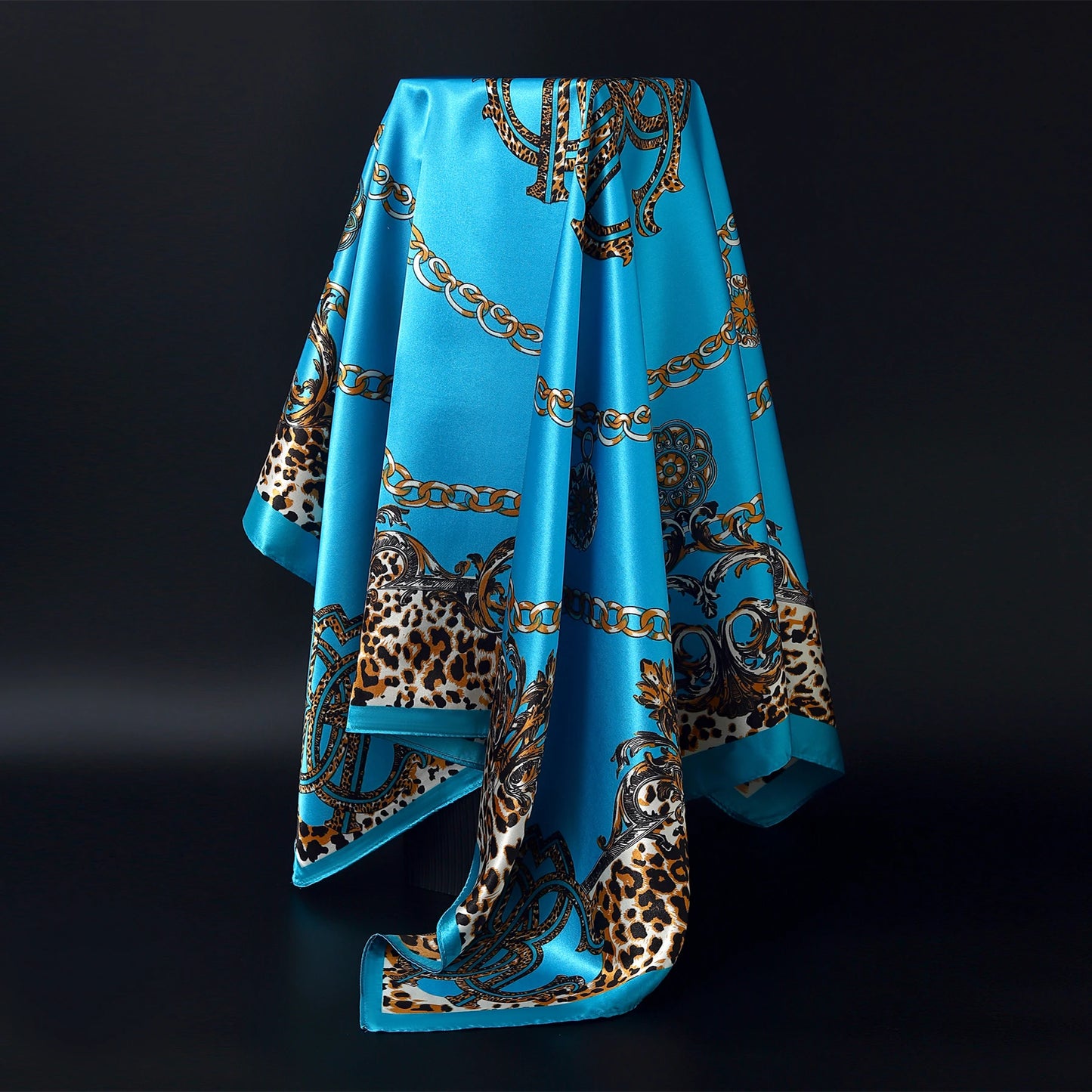 1 piece 35.4 inches Women Shawls Fashion print Summer Kerchief Luxury Brand 90X90CM Bandanna New Foulard Satin Square Headcloth - NamafadStore