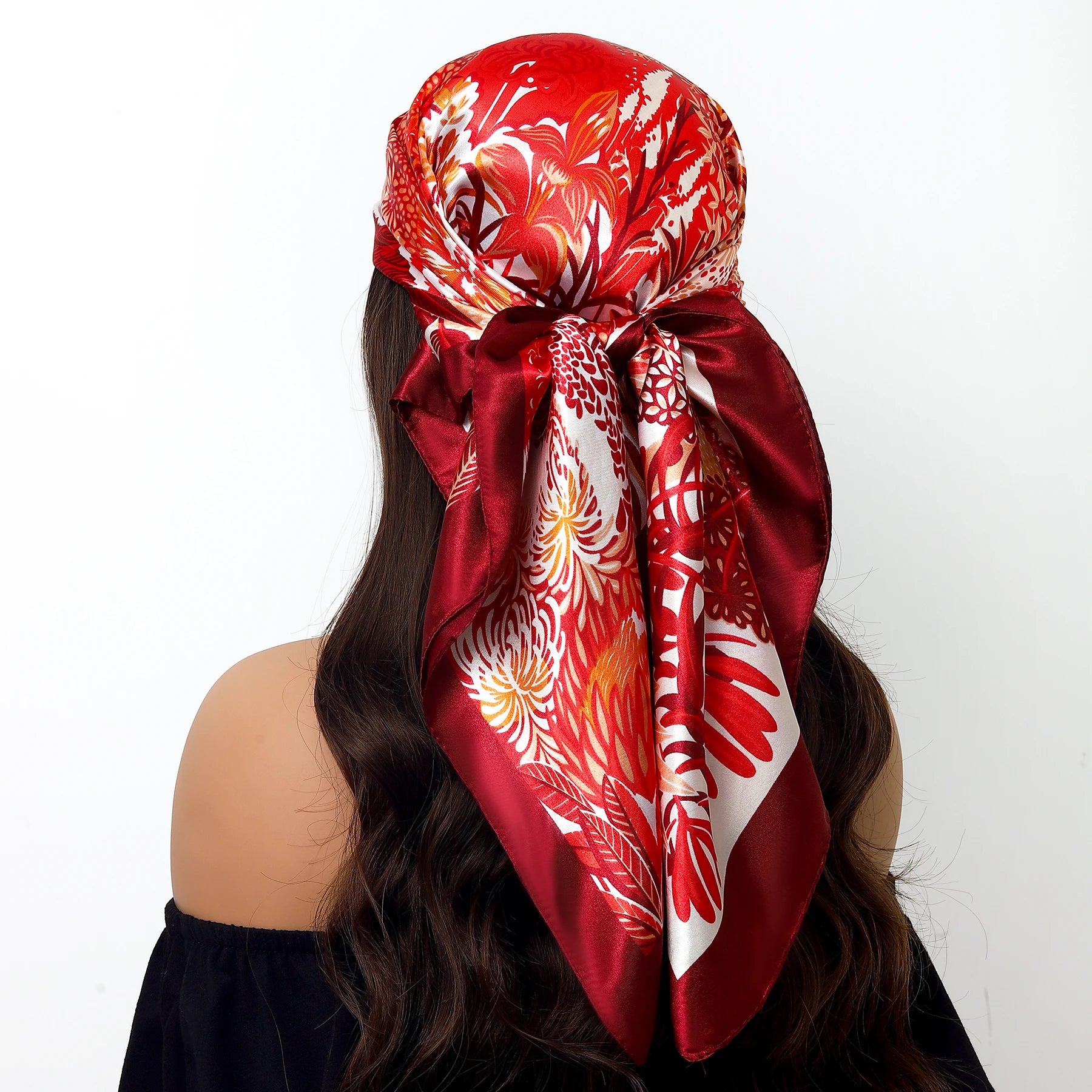 Popular Shawls Europe And America Fashion Bandannas New Print Sunscreen 90X90CM Kerchief Four Seasons Luxury Square Silk Scarves - NamafadStore