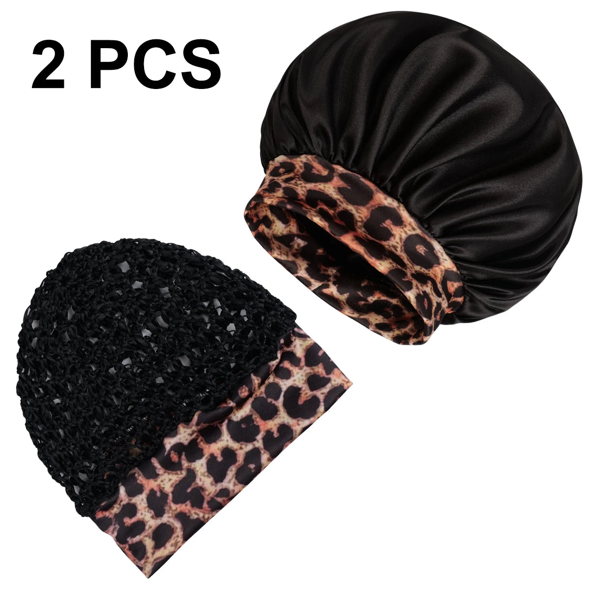2Pcs Satin Sleep Cap for Curly Hair – Wide-Brim Night Bonnet
