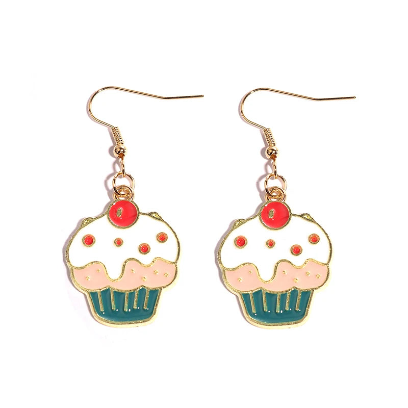 Women Earring Resin Drop Funny Custom Cute Girls Eardrop Kids Chocolate Strawberry Hamburger Hot Dog Mushroom Broccoli Coffee