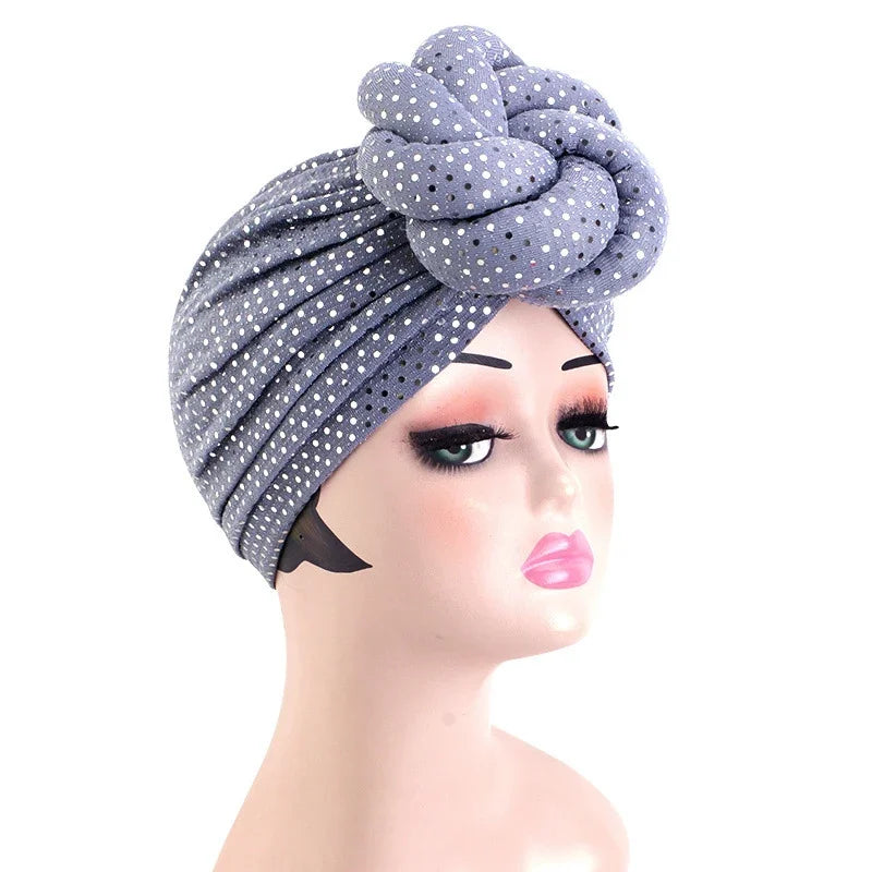New African Print Turban Beanie for Women - Flower Beanie, Muslim Hijab, Head Wrap, and Hair Loss Bandana