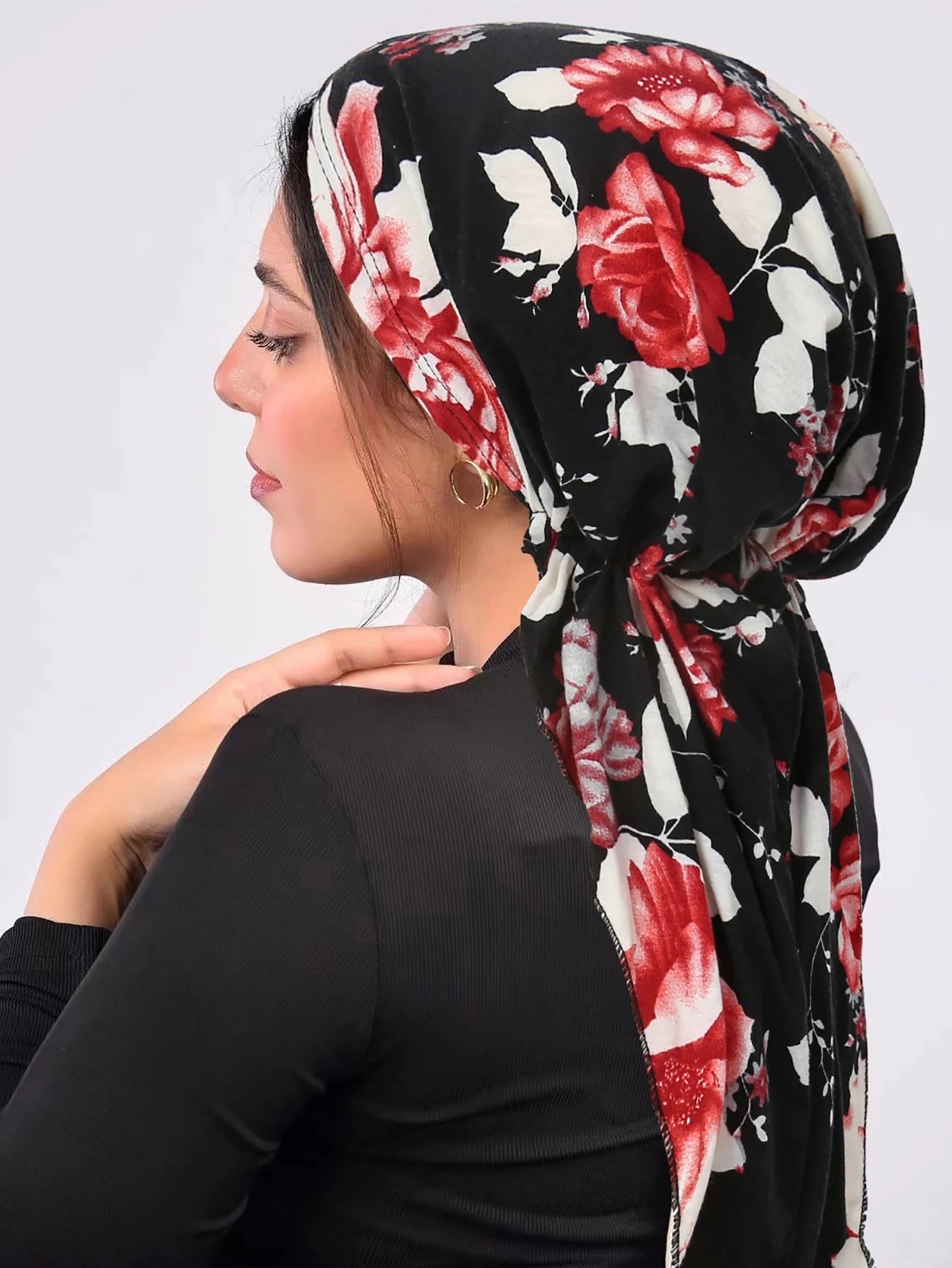 Ramadan Muslim Hijab Caps Wrap Head Soft Elastic Long Tail Turban Bonnet Fashion Print Headdress Wearable - NamafadStore