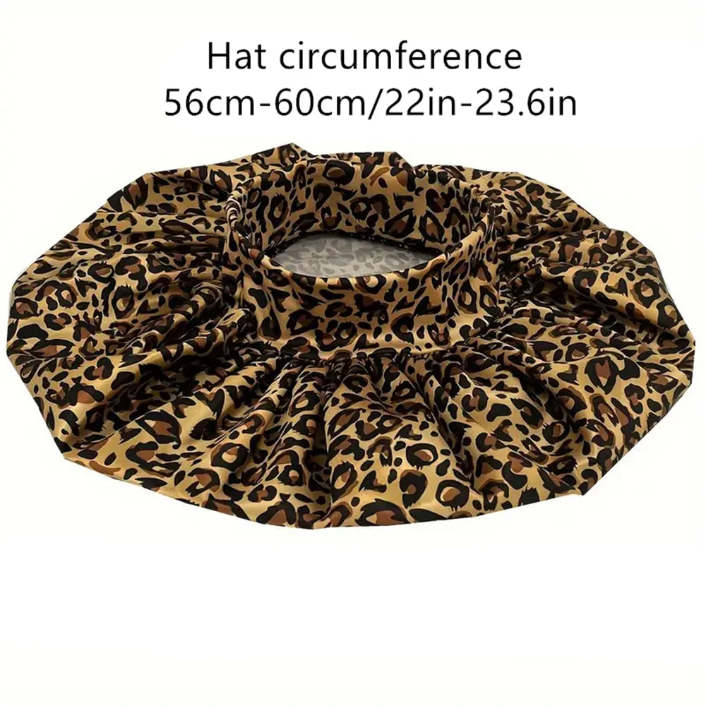 Leopard Print Bonnet for Women - Soft, Curl-Enhancing Sleep Cap with Wide Elastic Band, Unscented, Ideal for Dry & Textured Hai - NamafadStore