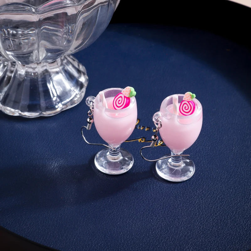 Summer Drink Drop Earrings for Women Sweet Ice Cream Bottle Pendants Dangle Earrings Girls Minimalist Party Jewelry Gifts