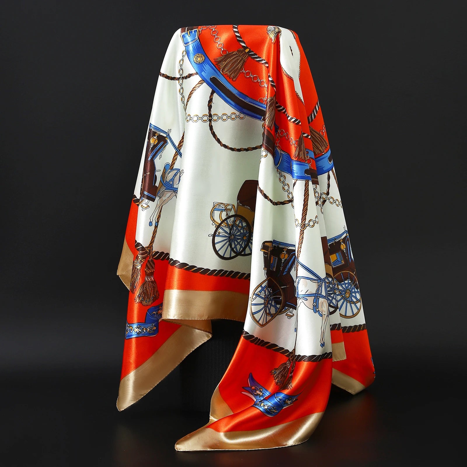 Popular Shawls Europe And America Fashion Bandannas New Print Sunscreen 90X90CM Kerchief Four Seasons Luxury Square Silk Scarves - NamafadStore