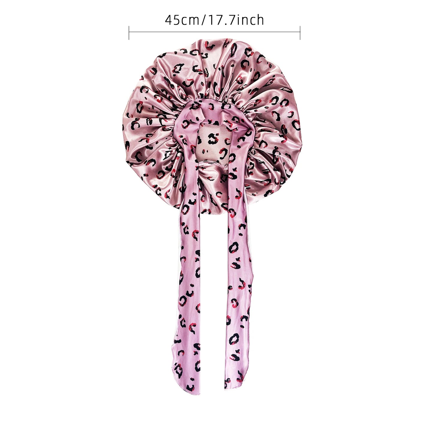 New Large Satin Bonnet Silk Night Sleeping Cap With Head Tie Band Bonnet Edge Wrap For Women Curly Braid Hair - NamafadStore