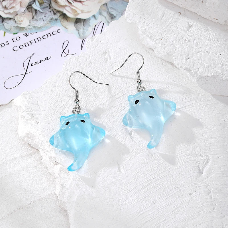 Resin Marine Animal Octopus Whale Drop Earrings For Women Gift New Cute Creative Funny Shark Sea Lion Pendant Eardrop Jewelry