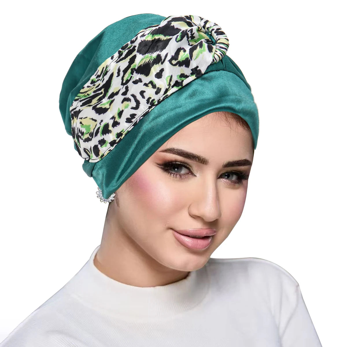 New Leopard Women Print Muslim Turban Scarf Braid Hijabs Headwear Arab Wrap Head Scarf Hair Accessories Hat - NamafadStore