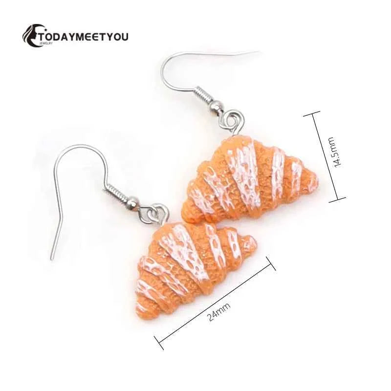 Cake Earrings For Women Resin Drop Custom Made Cute Girls Eardrop Funny Bread Baguette Pie Cookies Gift Handmade Food Bronics