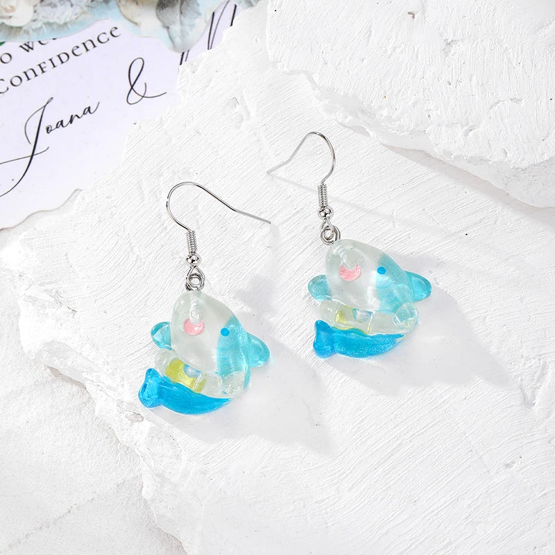 Resin Marine Animal Octopus Whale Drop Earrings For Women Gift New Cute Creative Funny Shark Sea Lion Pendant Eardrop Jewelry