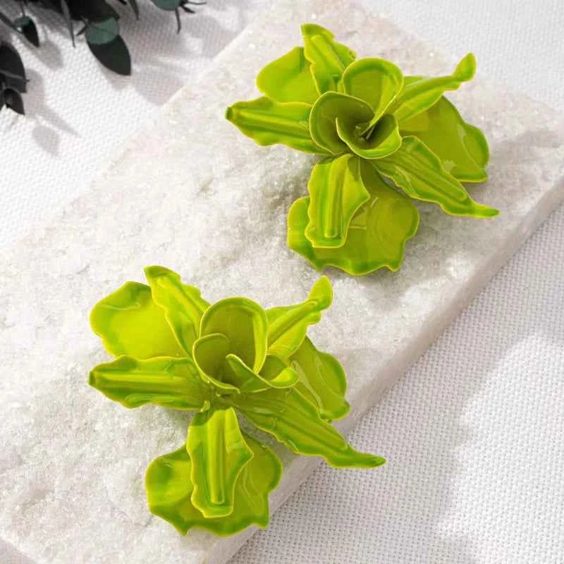 Exaggerated Large Size Spray Paint Flower Stud Earrings For Women Girls Holiday Party Gift Fashion Jewelry Ear Accessories DE049