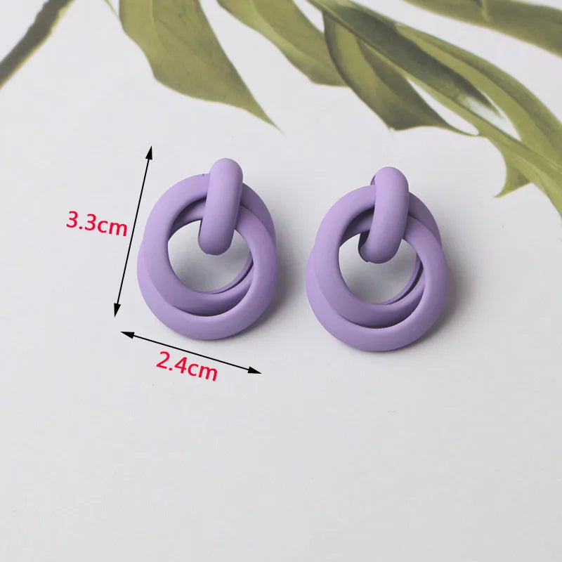 Purple Color Women Dangle Earrings Small Round Unusual Earrings Fashion Flower Butterfly Hanging earrings pendientes mujer