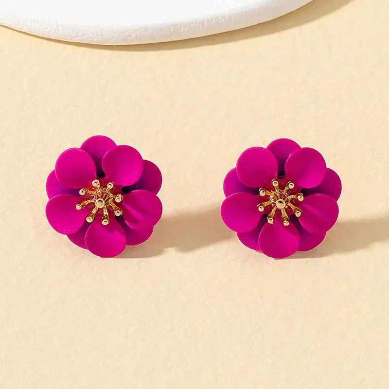 Rose Red Flower Imitation Pearl Dangle Earrings for Women Fashion Multilayer Floral Drop Earrings Jewelry Accessories Party Gift