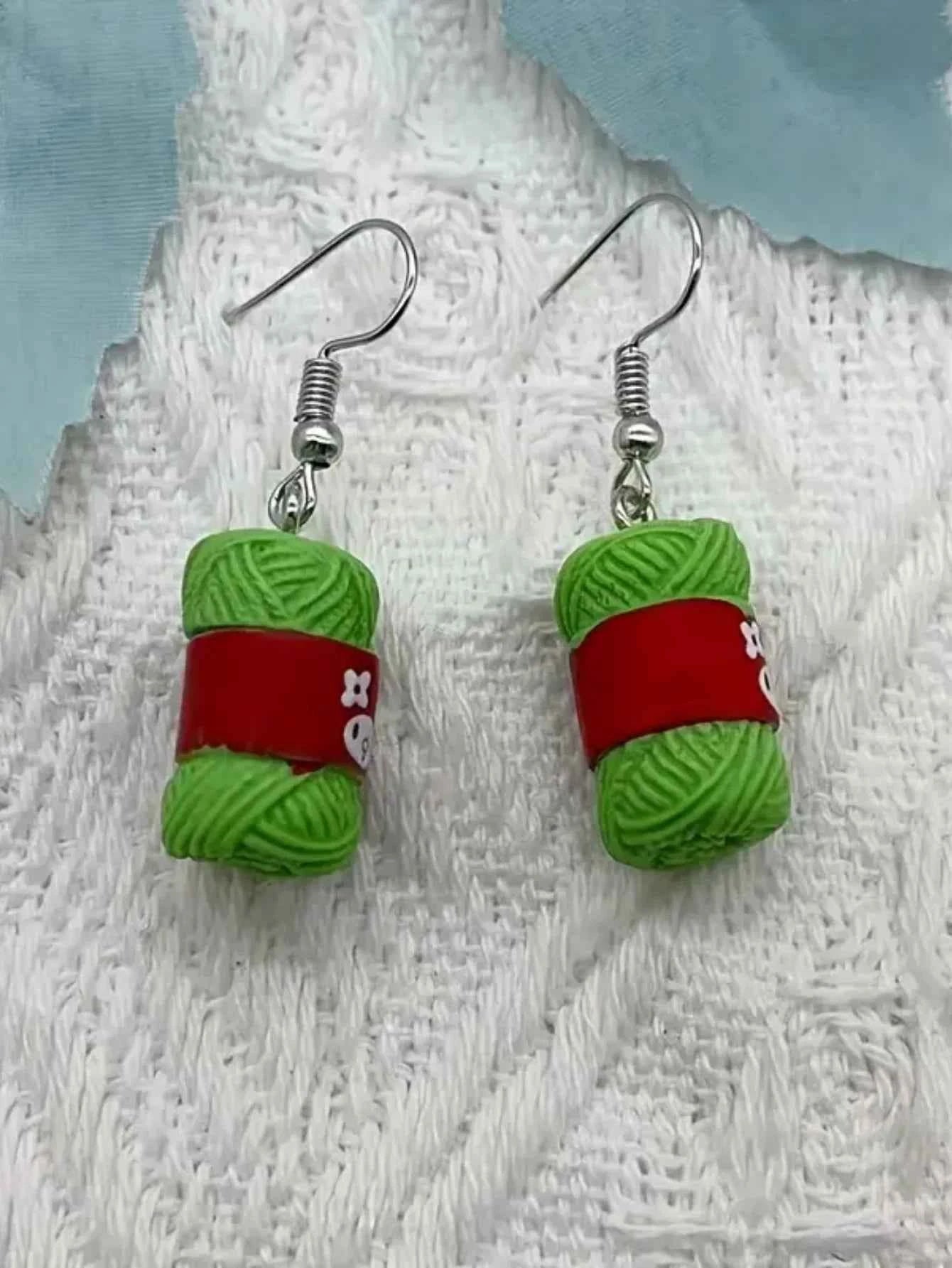 A Pair of Simulated Cartoon Creative Cute Small Clear Fresh Wind Miniature Wool Ball Children's Fun Hook Earrings