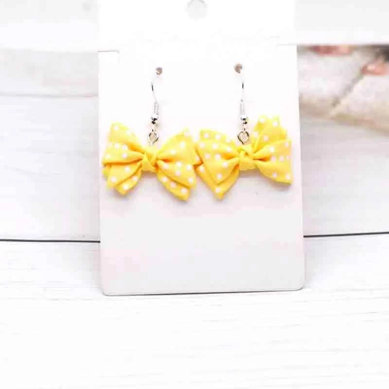28*20mm Earrings For Girls Women Resin Handmade Cute Small Dot Bowknot Resin Flatback Charms Drop Earrings Funny Gift