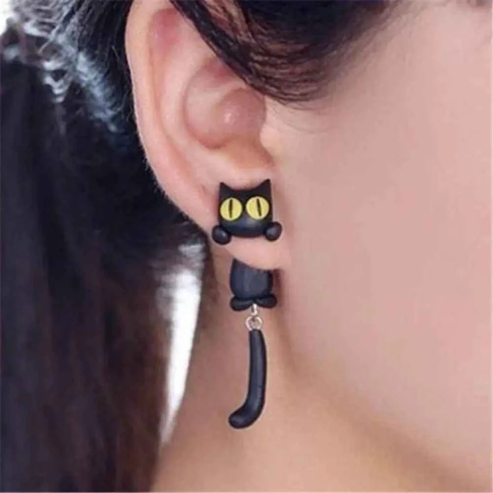 Lady Sweet Fashion Design Raccoon Cat Soft Clay Carrot Korean  Earrings 3D Animal Earring Cartoon Stud Earrings Women Jewelry