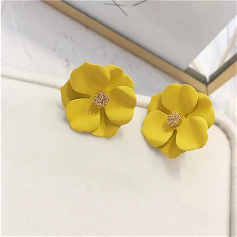 Korean New Double-layers Flower Drop Earrings for Ladies Exaggerated Women Floral Earrings Fashion Jewelry aretes de mujer