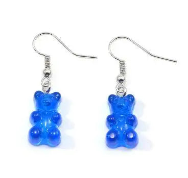 Gradient Candy Color Cute Acrylic Bear Dangle Earrings for Women Girls Gift Korean Fashion Animal Hook Earring Female Jewelry